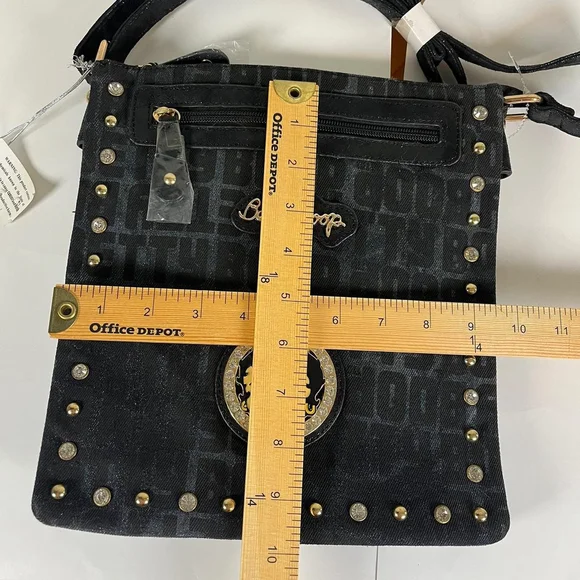 Betty Boop Crossbody Handbag Purse Side Bag Vintage Denim Dark Blue Black Bag - Picture 4 of 4
